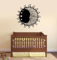 Moon Sun Vinyl Wall Decal Stars Crescent Bedroom Kids Nursery Room Art Stickers Mural - #2639Di - thumbnail 1