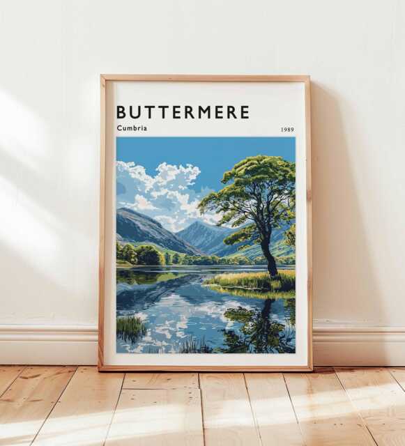Buttermere Lake District Print Cumbria Travel Poster, UK Wall Art - image 1
