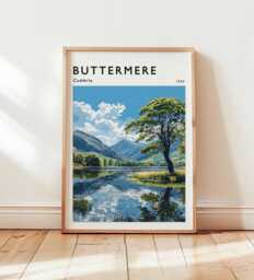 Buttermere Lake District Print Cumbria Travel Poster, UK Wall Art - thumbnail 1