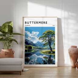 Buttermere Lake District Print Cumbria Travel Poster, UK Wall Art - thumbnail 2