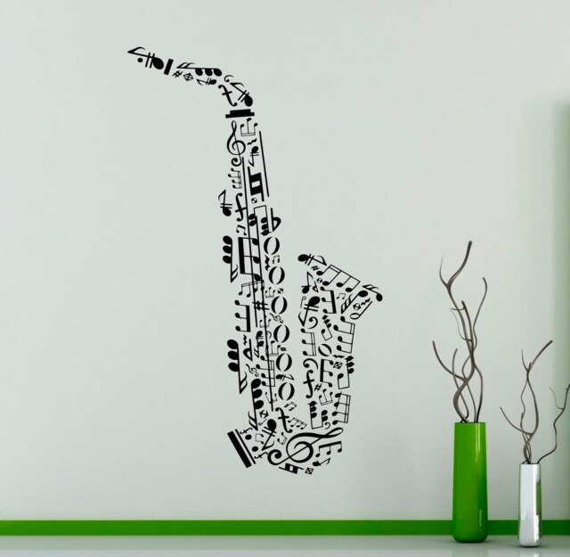 Saxophone Vinyl Wall Decal Music Notes Sticker For Art Decor Home Interior Room Office Design 4(Muc - image 1