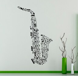 Saxophone Vinyl Wall Decal Music Notes Sticker For Art Decor Home Interior Room Office Design 4(Muc - thumbnail 1