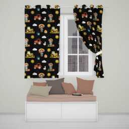 Cute Farm Tractor Farmer Duck Night Seamless Pattern Readymade Eyelet Ring Top Thermal 100% Blackout Curtains