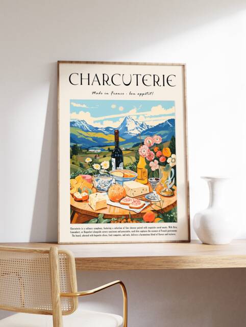 Food Poster, French Cheese Print, Kitchen Decor, & Drink Art, Restaurant Caf?? Wall Cooking Vintage Print - image 1