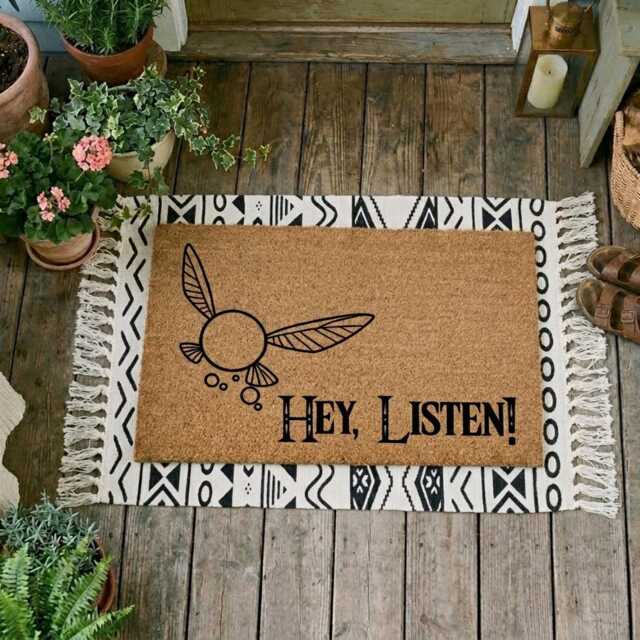 Hey Listen - Navi Zelda Doormat - Natural Coir Welcome Mat - image 1