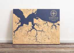 Norfolk, Virginia Map - Engraved Wood Coastal Chart Wall Art Sign, Beach Home Decor Nautical Life Print, Unique Personalized Family Gift