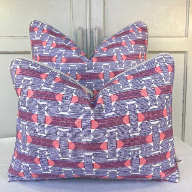 Cushions Made in Fermoie Sicily Luxury Designer Decorative Red Mauve Neutral Cotton Cushion Pillow Throw Cover - image 1