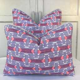 Cushions Made in Fermoie Sicily Luxury Designer Decorative Red Mauve Neutral Cotton Cushion Pillow Throw Cover - thumbnail 1
