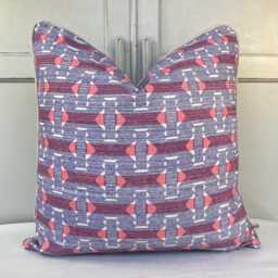 Cushions Made in Fermoie Sicily Luxury Designer Decorative Red Mauve Neutral Cotton Cushion Pillow Throw Cover - thumbnail 2