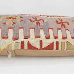 "Kilim Pillow, Wool Kilim Cousin From Anatolia, 30x60 cm, 12""x24" - thumbnail 3