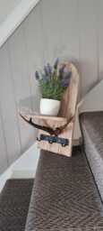 Handmade Solid Oak Rustic Antler Shelf With 3 Hook Key Holder . Candles Etc Not Included