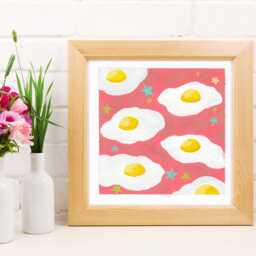 Celestial Fried Eggs Acrylic Painting Quirky Kitchen Wall Art