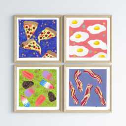 Celestial Fried Eggs Acrylic Painting Quirky Kitchen Wall Art - thumbnail 3