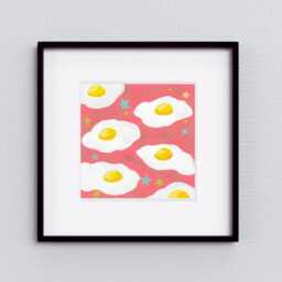 Celestial Fried Eggs Acrylic Painting Quirky Kitchen Wall Art - thumbnail 2
