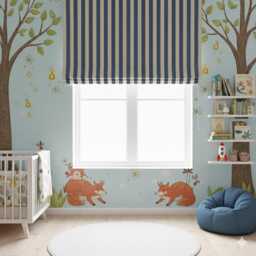Classic Cabana Stripe 100% Cotton Fabric Flat Roman Shade - Cl1025 - thumbnail 1