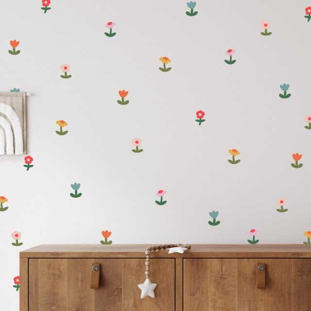 Mini Fabric Flower Wall Stickers Repositionable Nursery Decor - image 1