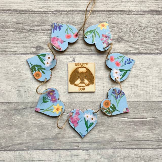 Spring Floral Bunting, Wooden Flower Garland, Botanical Wall Decor For The Home, Gardening Gifts - image 1