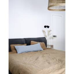 Light Blue Linen Lumbar Pillow Cover Handmade Oblong Pillowcase - thumbnail 3