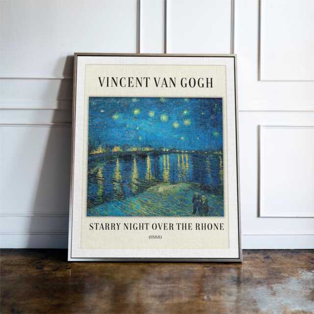 Van Gogh Starry Night Over The Rhone Wall Print, Exhibition Poster, Framed Prints - image 1