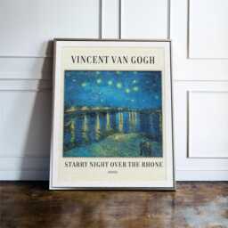 Van Gogh Starry Night Over The Rhone Wall Print, Exhibition Poster, Framed Prints - thumbnail 1