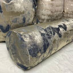 "Navy Gold Cushion Bolster 16"" X 6" - thumbnail 2