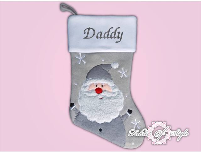 Christmas Personalised Stocking Embroidered Sack Santa - image 1