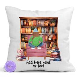 Personalized Book Lover Cushion Custom Name Reading Pillow, Linen Canvas - thumbnail 1