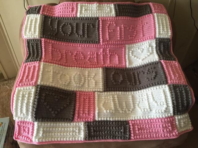 Crochet Baby Blanket, Made To Order Crochet Afghan, Throw, Your First Breath Took Ours Away - image 1
