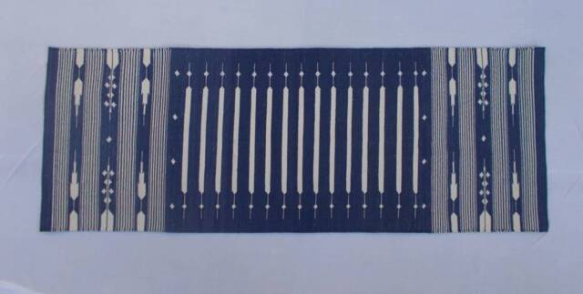 2x6 Cotton Without Tassel Or Fringe Beautiful Blue & White Stripes Hand Woven Runner Rug - image 1