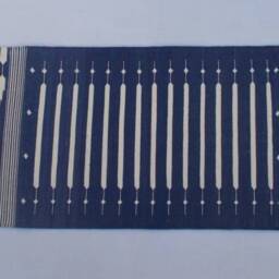 2x6 Cotton Without Tassel Or Fringe Beautiful Blue & White Stripes Hand Woven Runner Rug - thumbnail 2