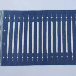 2x6 Cotton Without Tassel Or Fringe Beautiful Blue & White Stripes Hand Woven Runner Rug - thumbnail 3