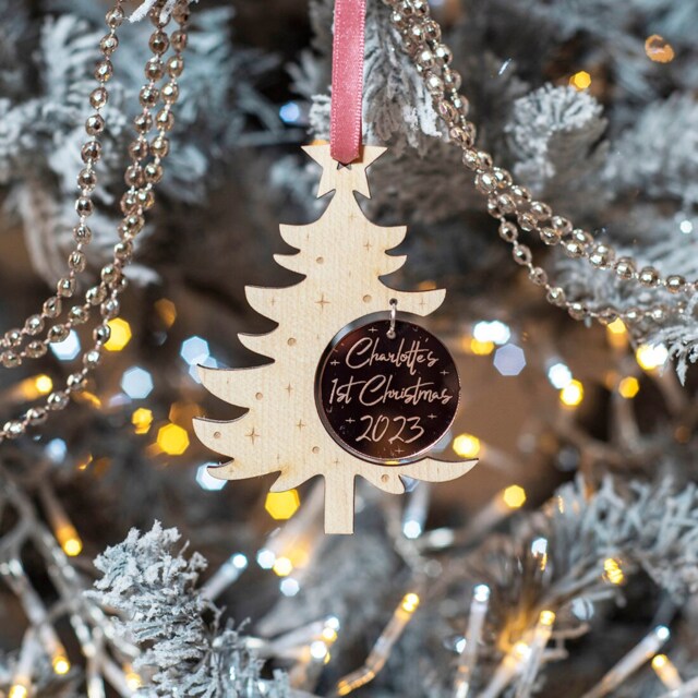 Baby's 1st Christmas Tree With Mirror Bauble Decoration - image 1