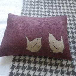 Handprinted Plum Wren Cushion Cover - thumbnail 3
