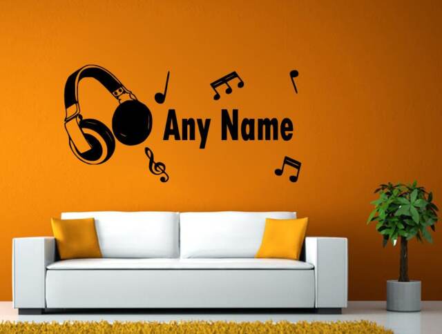 Your Personal Word Name Music Headphones Notes Wall Window Vehicle Sticker Decal Vinyl Fathead Mural Decor L2063 - image 1