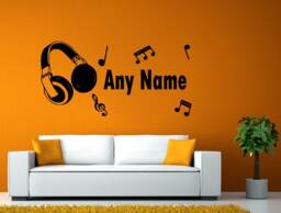 Your Personal Word Name Music Headphones Notes Wall Window Vehicle Sticker Decal Vinyl Fathead Mural Decor L2063 - thumbnail 1