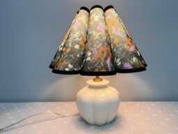 Vintage Floral Oil Painting Style Table Lamp, Scallop Pleated Lampshade