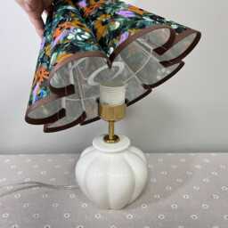 Vintage Floral Oil Painting Style Table Lamp, Scallop Pleated Lampshade - thumbnail 4