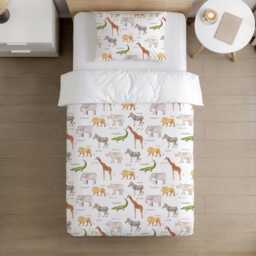 Bedding - Safari Animals Abc, Duvet Cover Set, Fitted Sheets, Pillow Case, Modern Colourful Kids Bedding - thumbnail 2