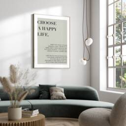 Choose A Happy Life, Positive Affirmation Home, Kitchen, Home Decor, Modern Typography, Bedroom Print, Good Vibes Poster, Sage Green Art A2 - thumbnail 3