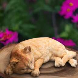 Garden Sleeping Cat Statue Concrete Kitty Figurine Stone Animal Ssculpture Cement Memorial Kitten Decoration Handmade Decor Yard Art - thumbnail 1