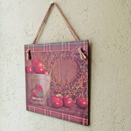 Rustic Apple Wall Sign, Fall Farmhouse Decor With Apples, Cozy Autumn Wooden Kitchen Or Entryway Hanging Plaque - thumbnail 3