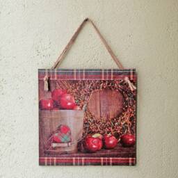Rustic Apple Wall Sign, Fall Farmhouse Decor With Apples, Cozy Autumn Wooden Kitchen Or Entryway Hanging Plaque - thumbnail 2