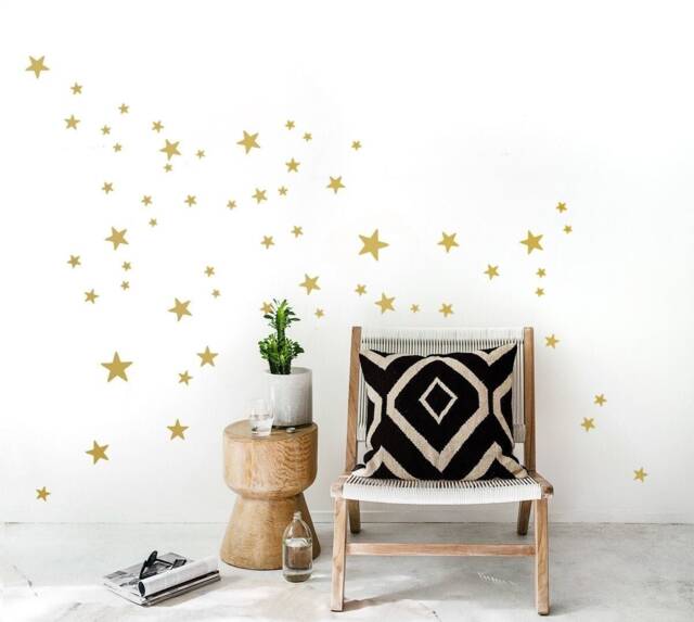 Gold Stars Wall Decals, 90 Mixed Size Star Decals, 2, 5 Up To 10 cm Sized, Star Stickers, Kids Room Nursery & Home Decor - image 1