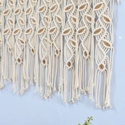 Vintage 70S Macrame Leaf Curtains Retro Boho Decor - thumbnail 3