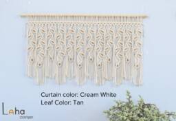 Vintage 70S Macrame Leaf Curtains Retro Boho Decor - thumbnail 1