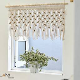 Vintage 70S Macrame Leaf Curtains Retro Boho Decor - thumbnail 2