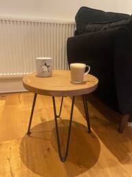 Round Coffee Table - Wood Side Reclaimed With Hairpin Legs - thumbnail 1