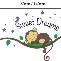 Kids Wall Decal Full Colour Sweet Dreams Cute Monkey Bedroom Nursery Sticker Baby Shower - thumbnail 2