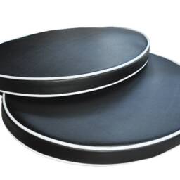 "2 Black White Piped Faux Leather Round Oil Drum Bear Barrel Cushion Seat Pads 12"" To 20" - thumbnail 3