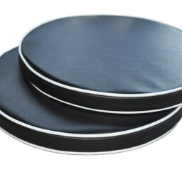 "2 Black White Piped Faux Leather Round Oil Drum Bear Barrel Cushion Seat Pads 12"" To 20" - thumbnail 2